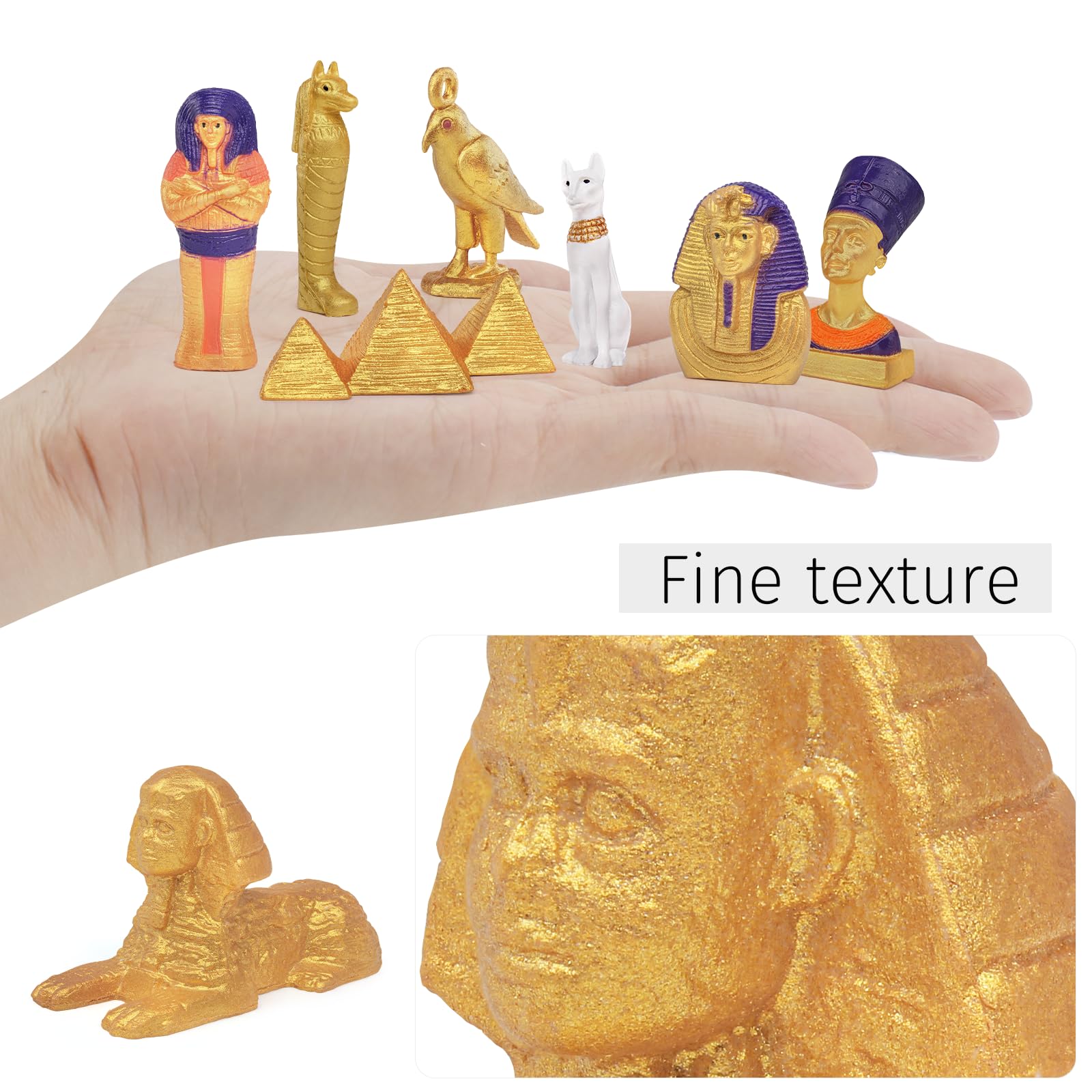 WONWONTOYS 12PCS Egyptian Figurines Set Egypt Pyramids Toys for Kids Egyptian Party Decorations Supplies Figures Egyptian Toys for Projects