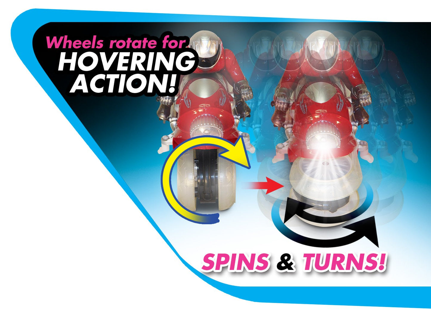 Mindscope Hovercycle Red 27 MHz Remote Control (RC) Stunt Performing Light Up Motorcycle