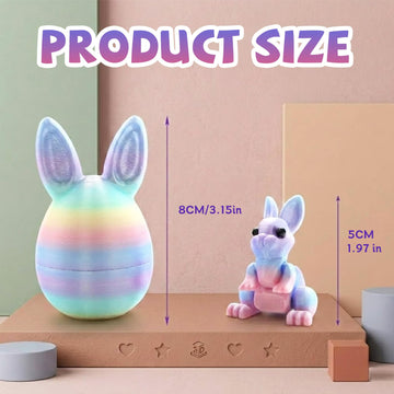 3D Printed Easter Eggs with Bunny Inside,Easter Surprise Rabbit Eggs,3D Printed Animals, Easter Basket Stuffers,Fidget Toys Gifts (4PCS)