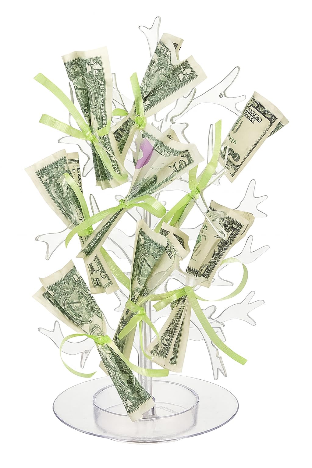 Stunning Clear Plastic Money Tree Centerpiece - 12" (1 Count) - Perfect for Celebrations, Fundraisers & Gifts