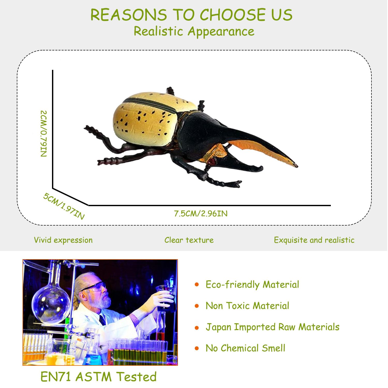 Flormoon Realistic Animal Figures Hercules Beetle Figurines Insect Toy, Science Project, Cake Topper, Early Educational Toys Birthday for Toddlers