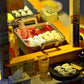 DIY Diorama Teppanyaki Shop Dollhouse Model, Japanese Street Food Cart Model Set, Miniature Ramen Shop Display, with Detailed Food Accessories, Home