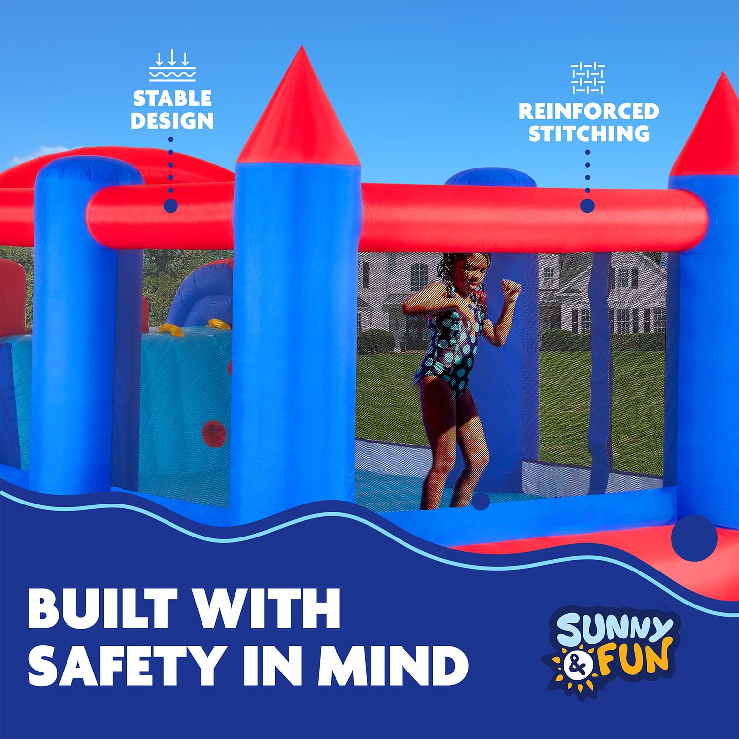 Sunny & Fun Inflatable Bouncy Castle with Dual Slide