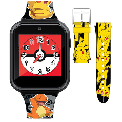 Pokémon Interactive Kids Smartwatch with Touchscreen, Interchangeable Pikachu & Friends Straps, Built-in Camera, Alarm, Stopwatch, Calculator, and 10