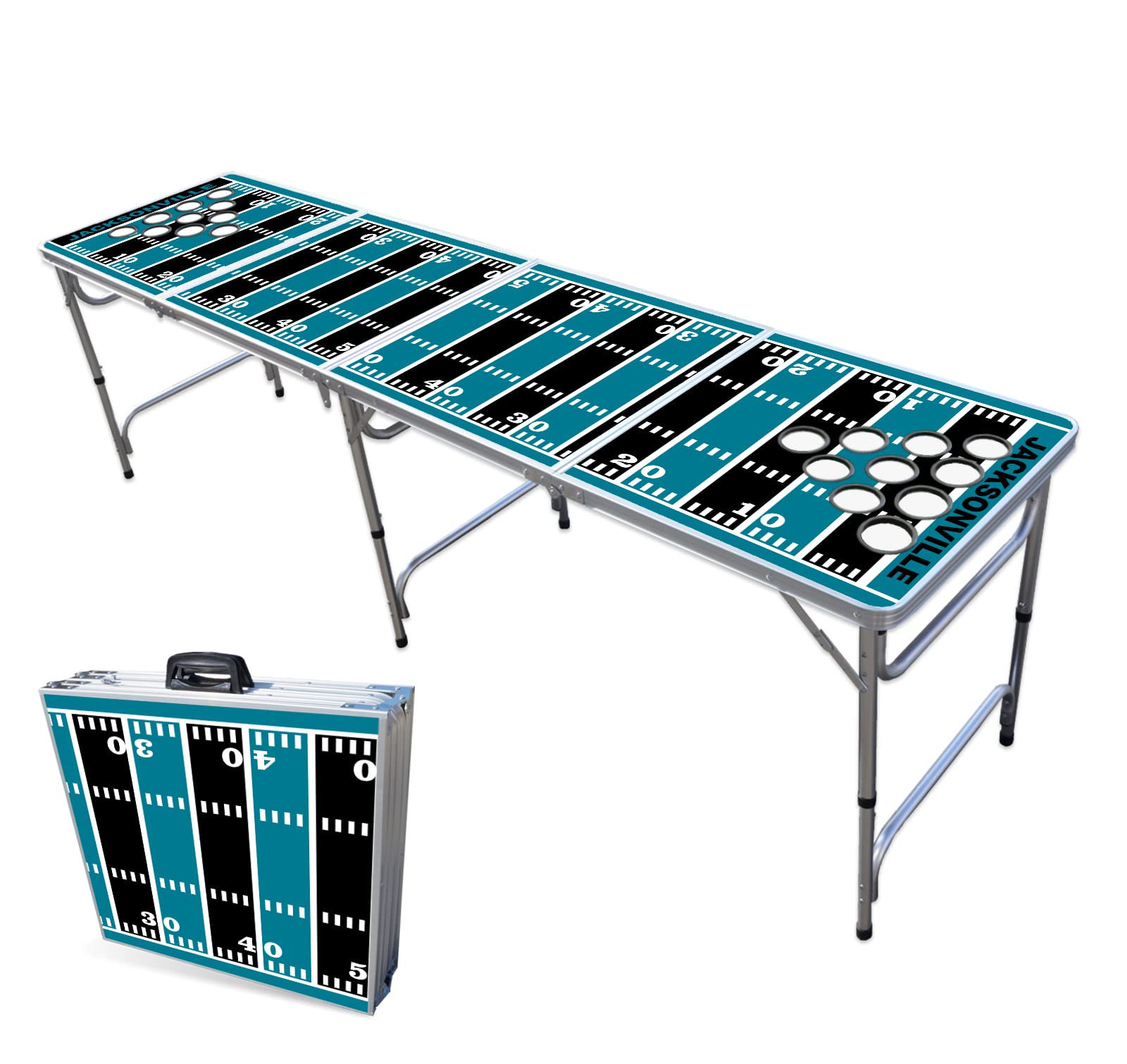 8-Foot Professional Beer Pong Table w/Cup Holes - Jacksonville Football Field