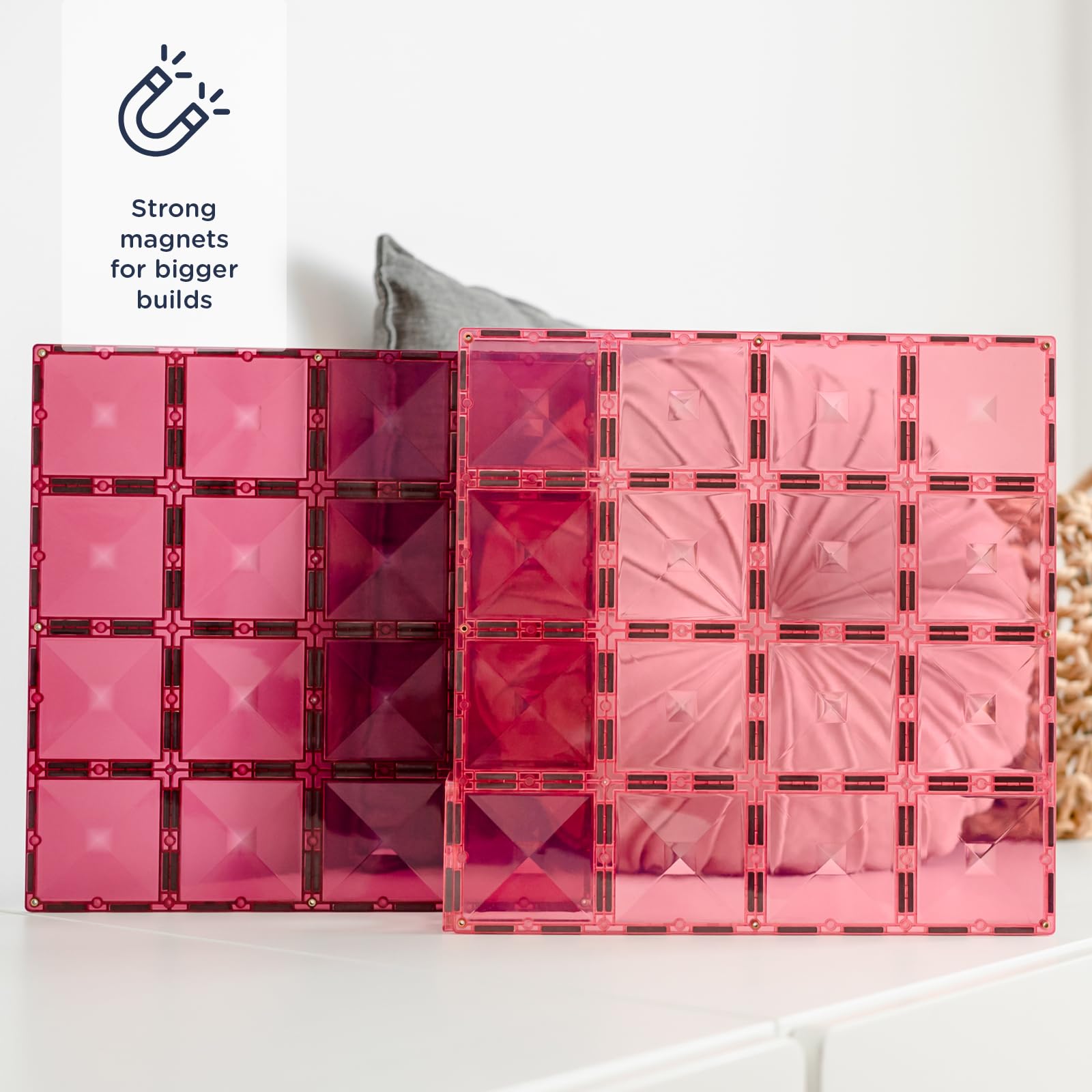 CONNETIX Magnetic Tiles Pastel Pink & Berry Base Plate Pack, 2 Pieces
