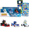 Sonic The Hedgehog Racing Toys Set - 3 Car Bundle with 6" Racing Pull Back Action Vehicles Featuring Shadow, Silver Plus Stickers, More | Sonic