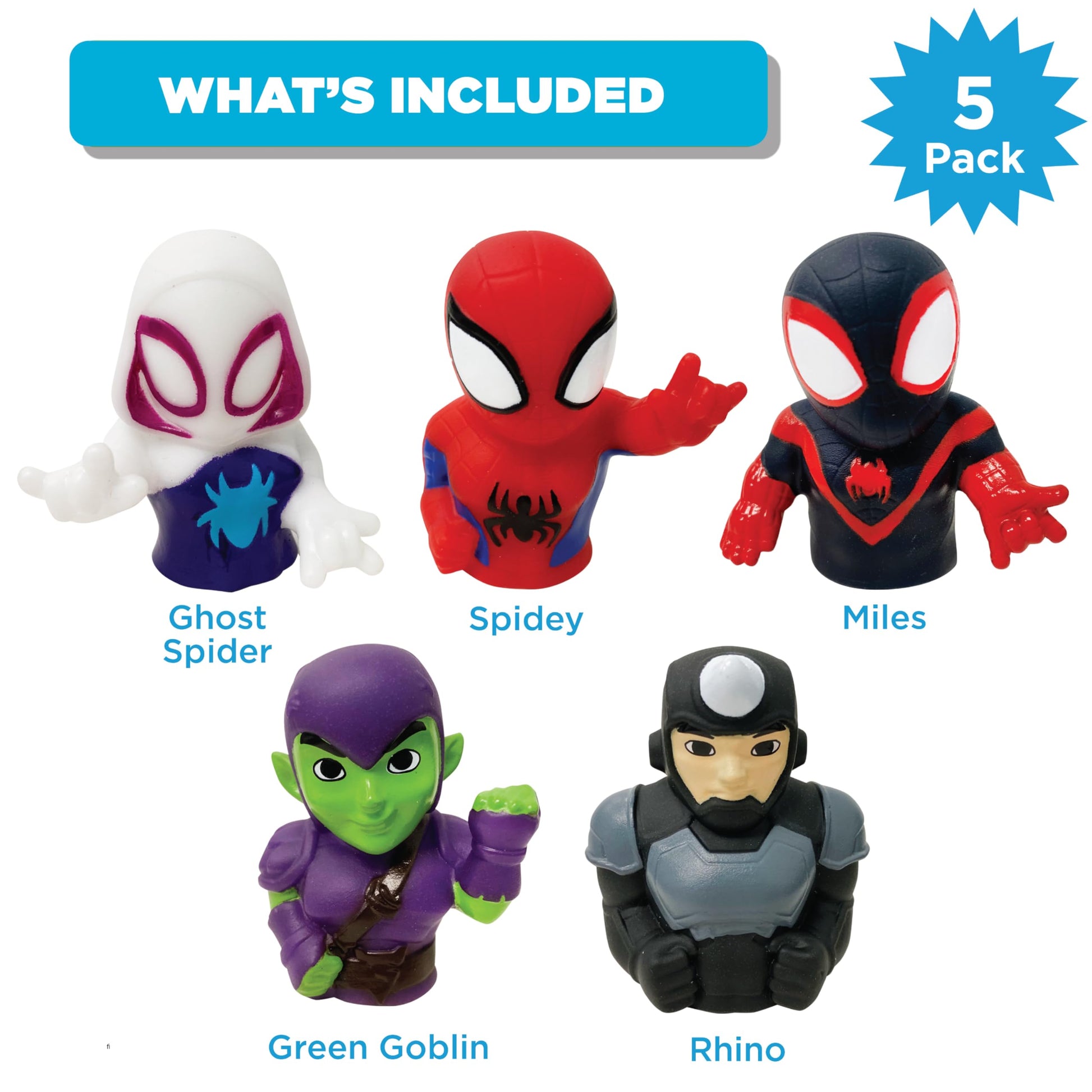 Spidey and His Amazing Friends Bath Time Fun Set - Bath Finger Puppets, Light Up Squirter, Step Stool