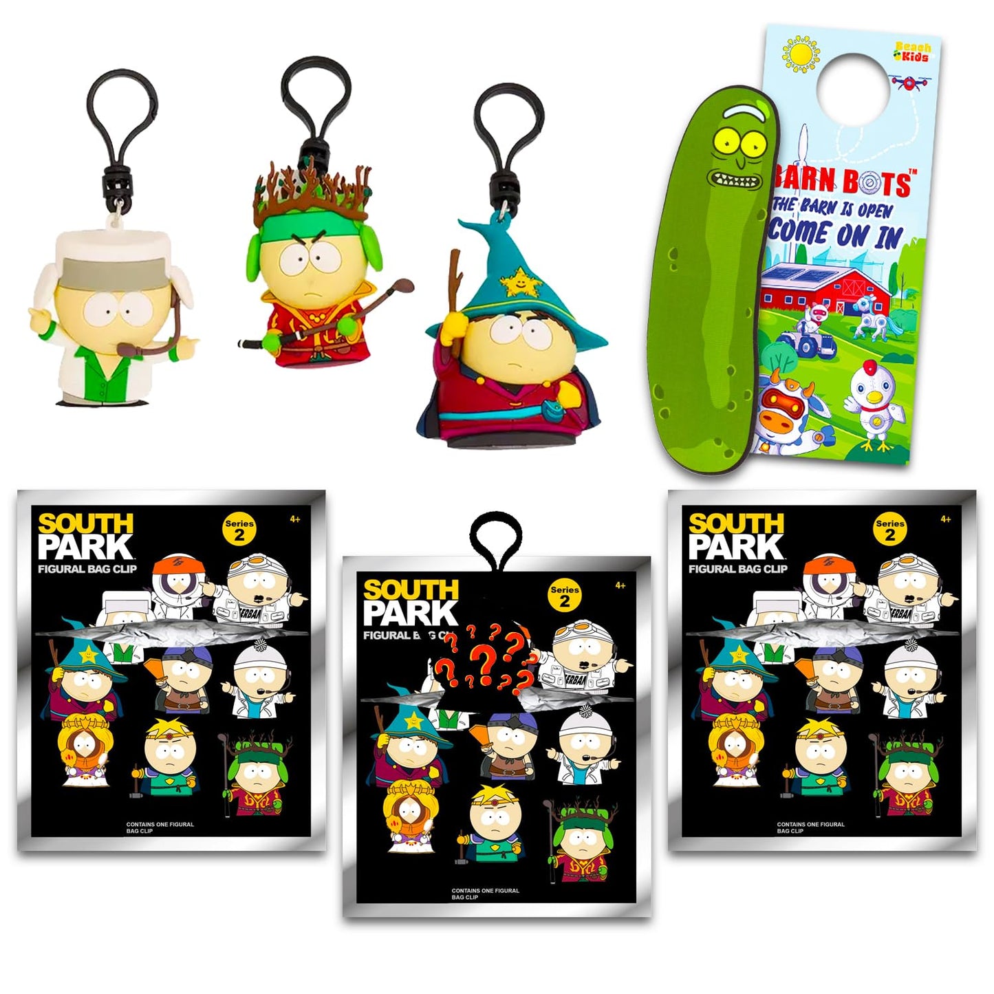 Funko South Park Blind Bag Set - Party Favors Bundle with 3 Mystery Foam Bag Clips Plus Bookmark, More | Series 2 South Park Figural Clips for Kids