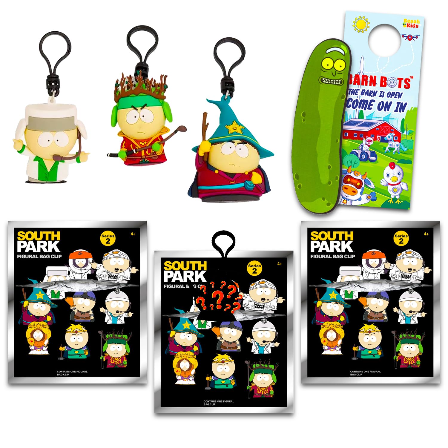 Funko South Park Blind Bag Set - Party Favors Bundle with 3 Mystery Foam Bag Clips Plus Bookmark, More | Series 2 South Park Figural Clips for Kids