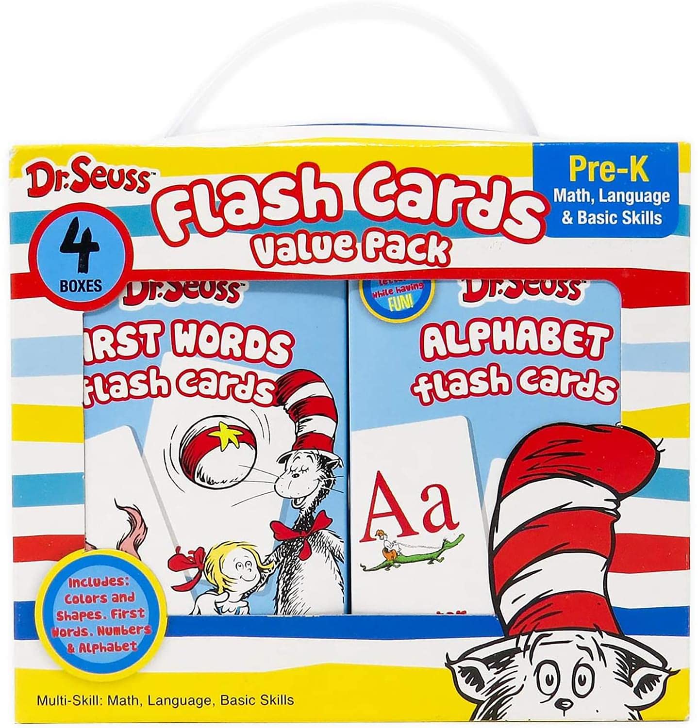 Leap Year Dr. Seuss 4-in-1 Educational Flash Cards Value Pack | Abc's Alphabet, First Words, Colors & Shapes, and Numbers | for PreK to Kindergarten