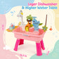 Julttum Upgraded Toddler Sand Water Table Toy with Electric Water Pump, 4-in-1 Kids Outdoor Play Center with Faucet Play Food Fishing Game, Kitchen