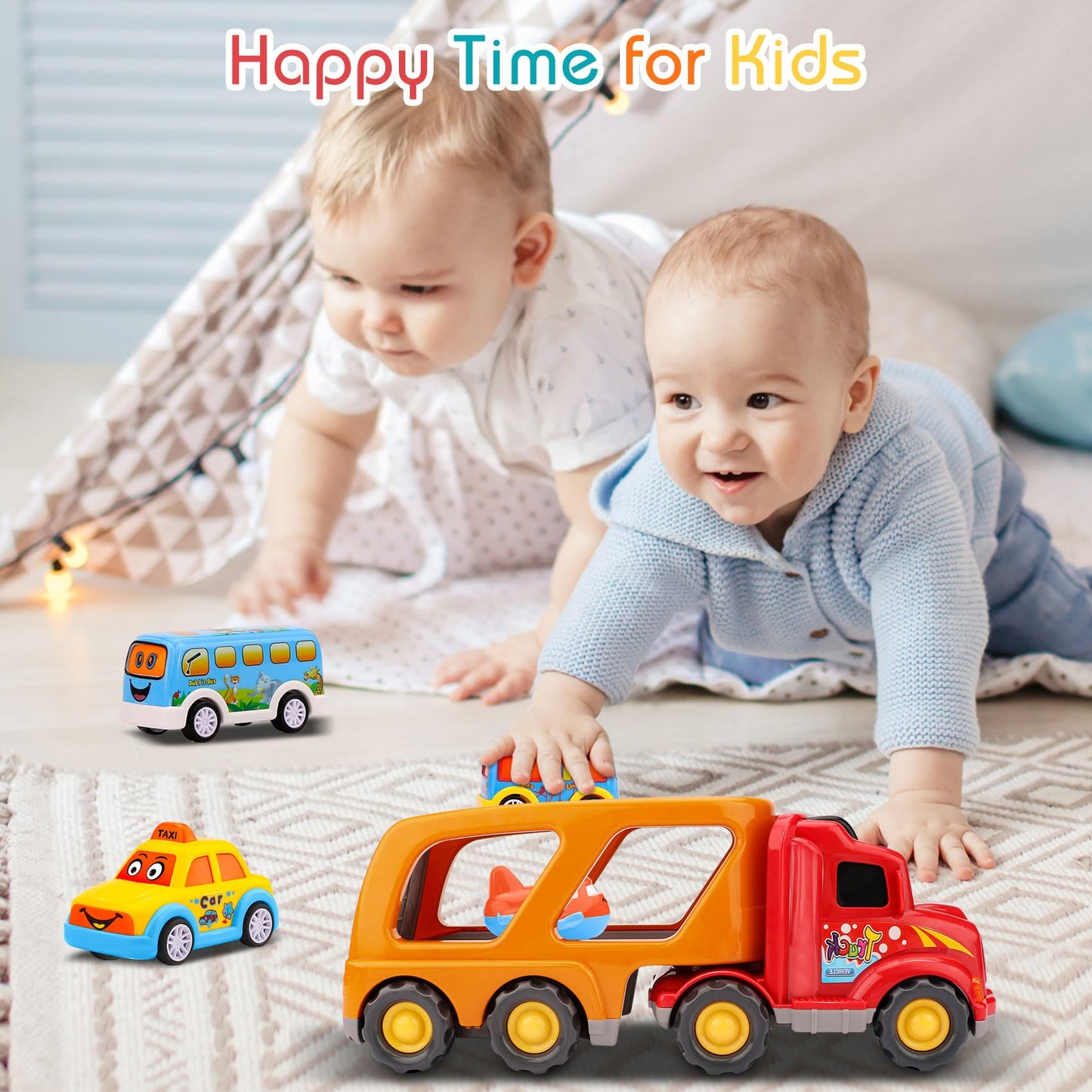 Nicmore Carrier Truck Toddler Toys Car: Transport Toy for 1 2 3 4 Year Old Boys Girls 18 Month 5-in-1 Kid Playset Gifts for Preschool Birthday