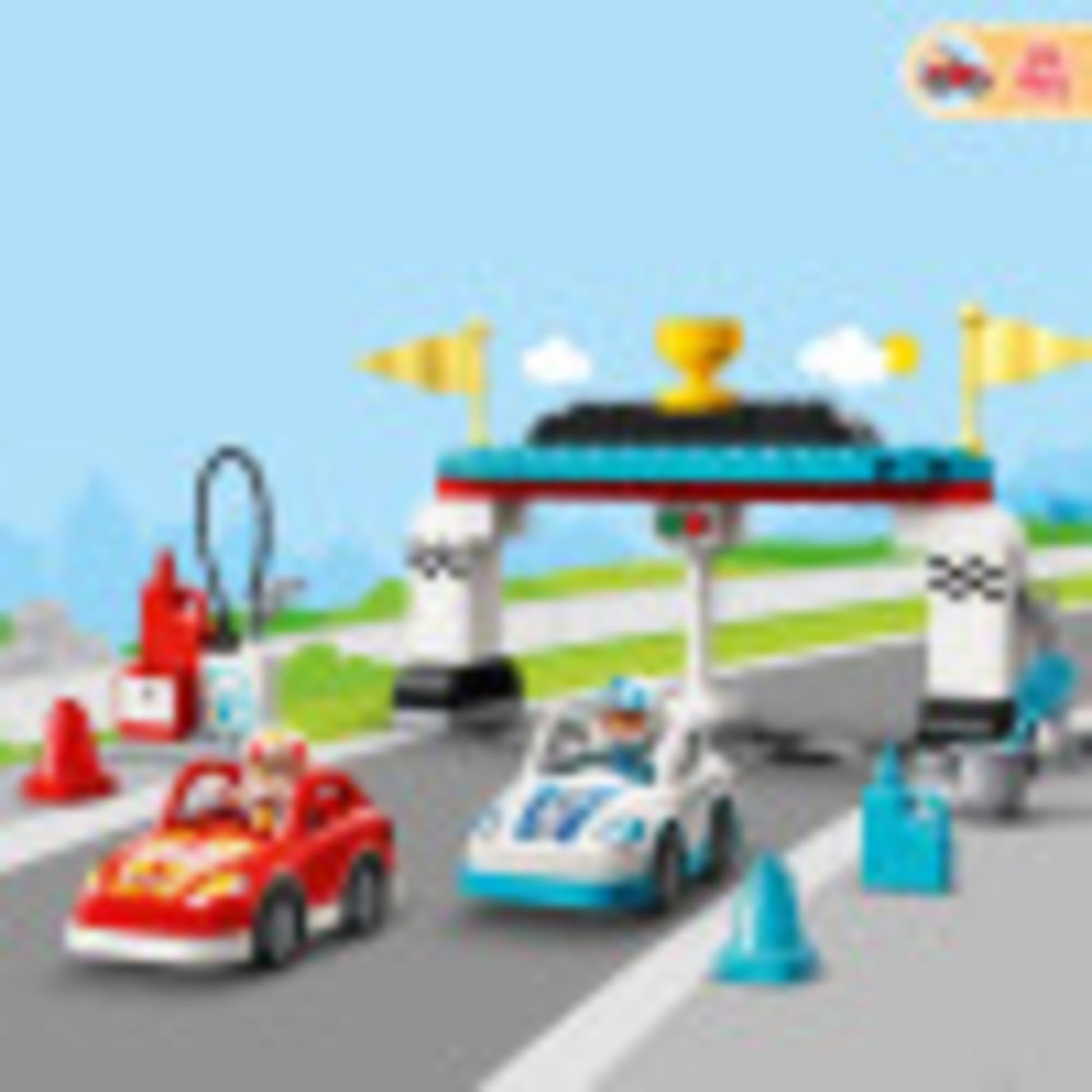 LEGO DUPLO Town Race Cars 10947 Cool Car-Race Building Toy; Imaginative, Developmental Playset for Toddlers and Kids; New 2021 (44 Pieces)