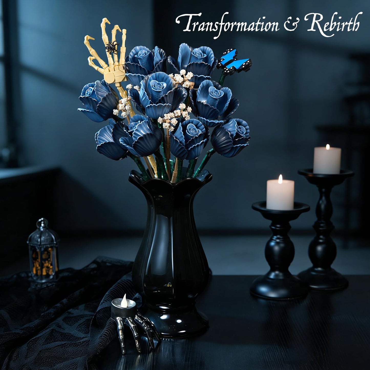 Corpse Emily Bouquet Roses Building Set, Gothic Floral Flower Model Set for Dark Romancet Compatible with Lego Withered Flower Building