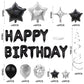 56 PCS Black Happy Birthday Balloons Happy Birthday Banner Balloons