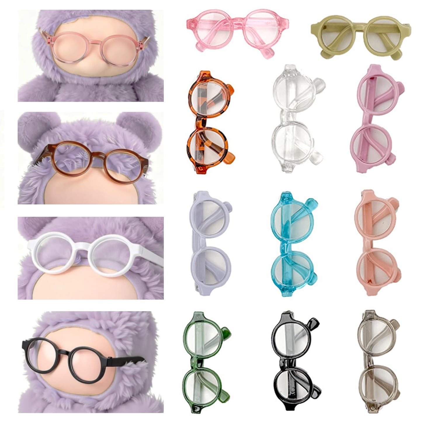 11 Pcs Doll Glasses, 11 Colors Plastic Eyeglasses Accessories for Dolls of 4.13 Inch Figure