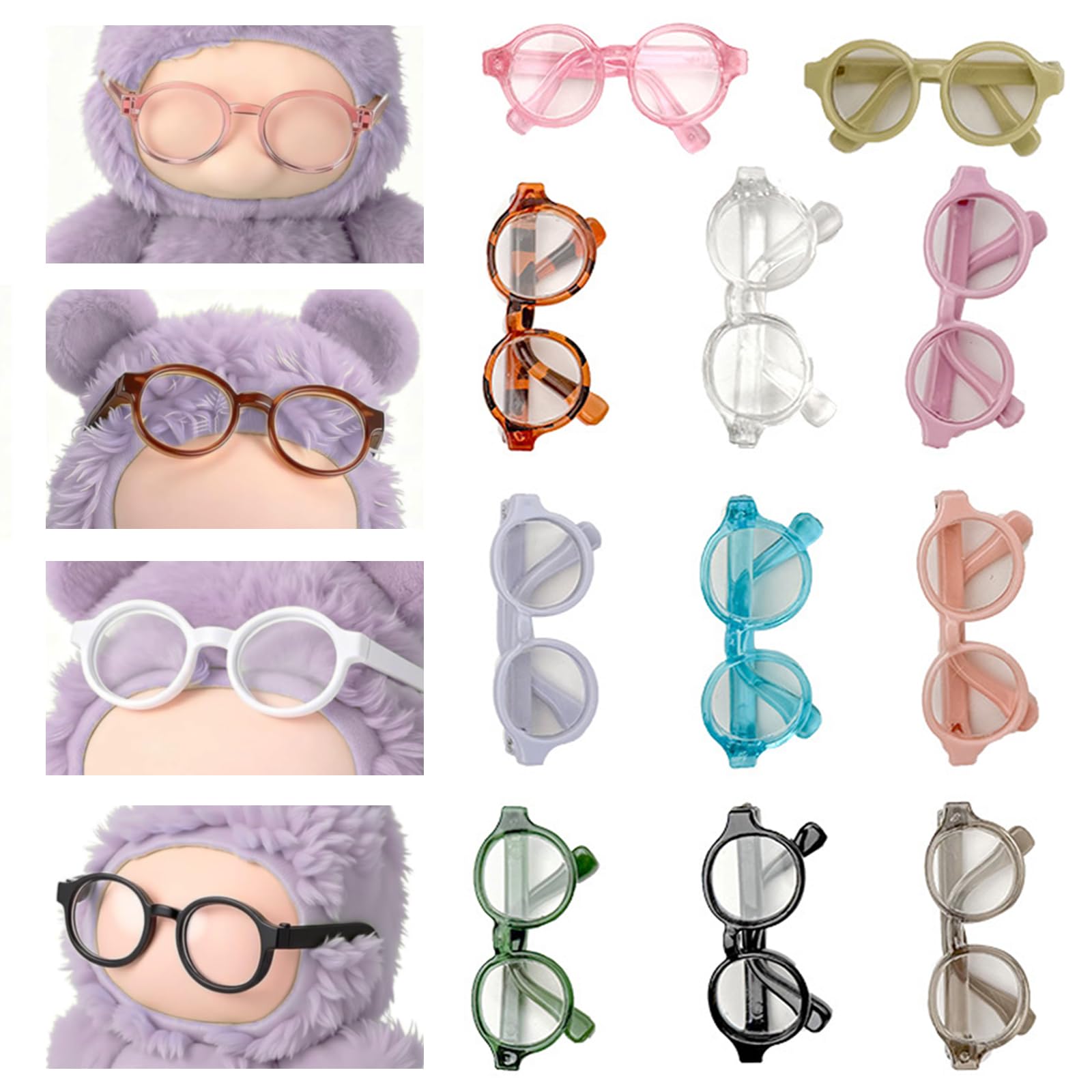 11 Pcs Doll Glasses, 11 Colors Plastic Eyeglasses Accessories for Dolls of 4.13 Inch Figure