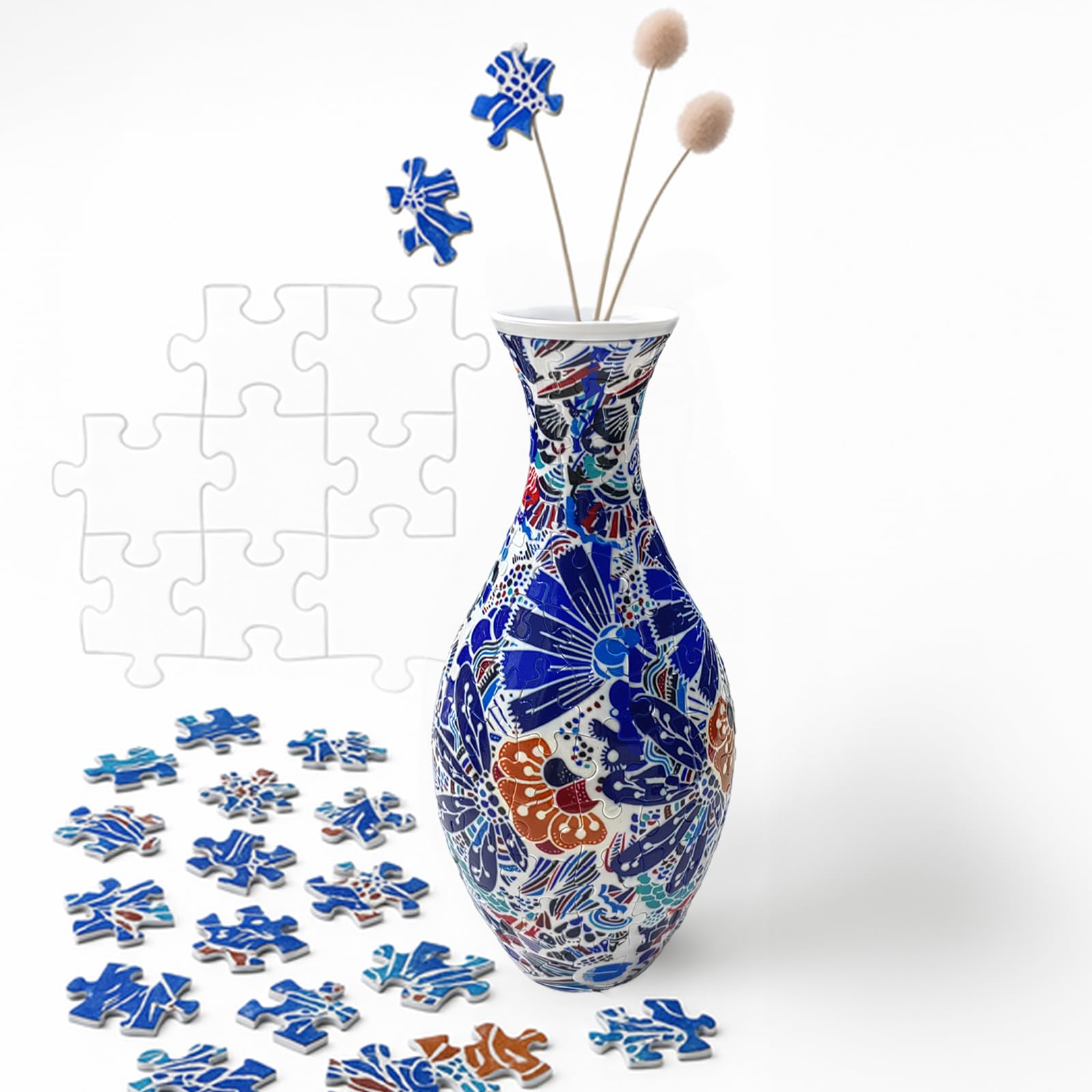 3D Puzzle Vase Flower Vase for Adults Made by 160 Curved Plastic Puzzle
