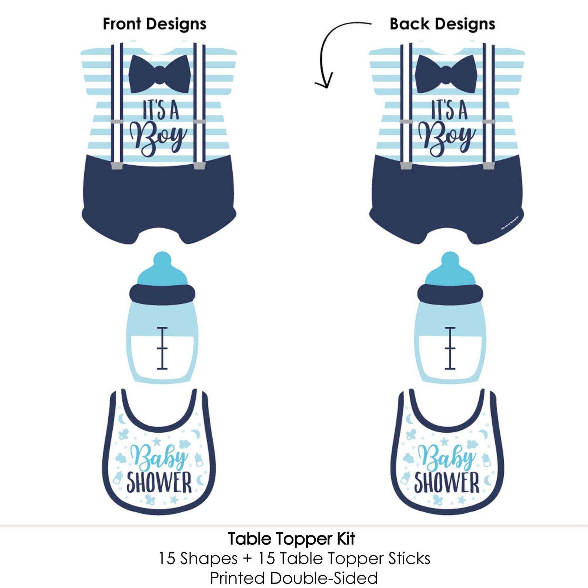 Big Dot of Happiness It's a Boy - Blue Baby Shower Centerpiece Sticks - Table Toppers - Set of 15