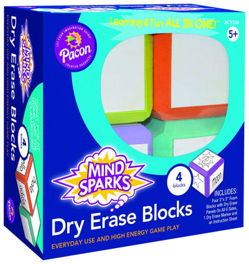Mind Sparks Dry Erase Blocks, Colors May Vary, 3" x 3", 4 Blocks