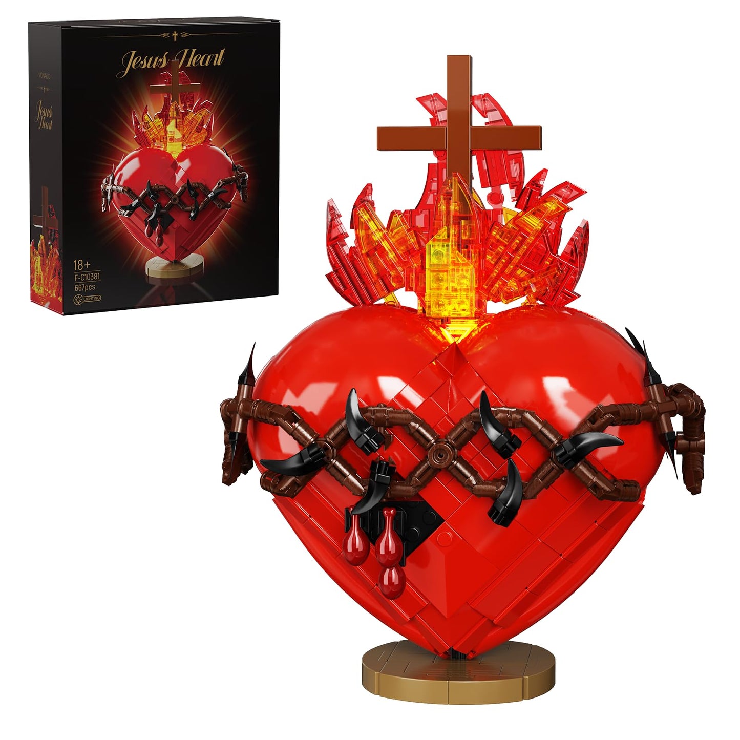 Sacred Heart of Jesus Building Block Set, Sacred Heart Building Model, Compatible with Lego Jesus Toy Decoration for Prayer Room, Christian