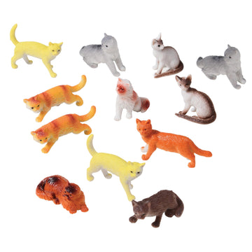 Assorted Plastic 2" Cat Figure Toys (12)