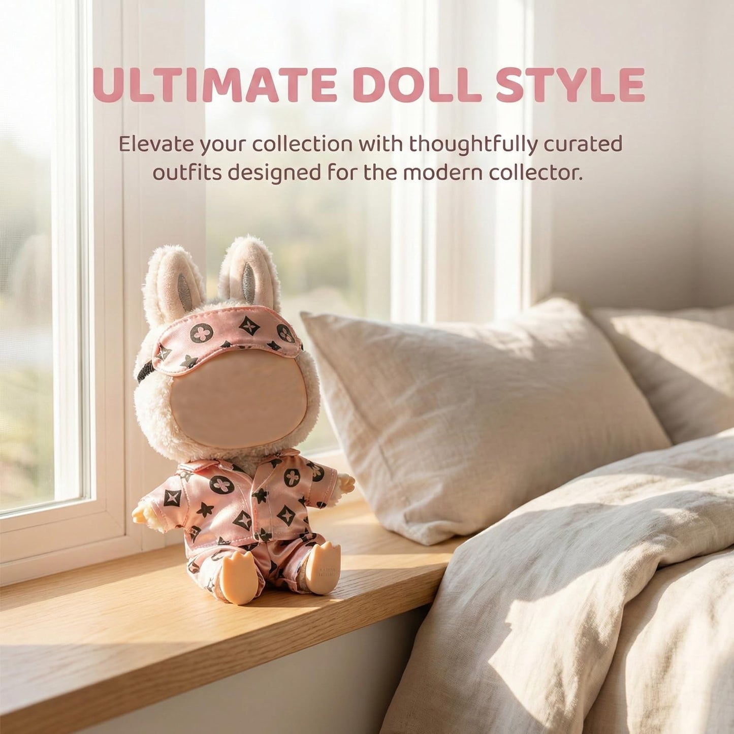 Pink Dolls Clothes Compatable with Labubu(NO Doll), 17cm Dolls Cute Outfit Accessories, Small Labubu Clothes Set for Doll, Gift for Women