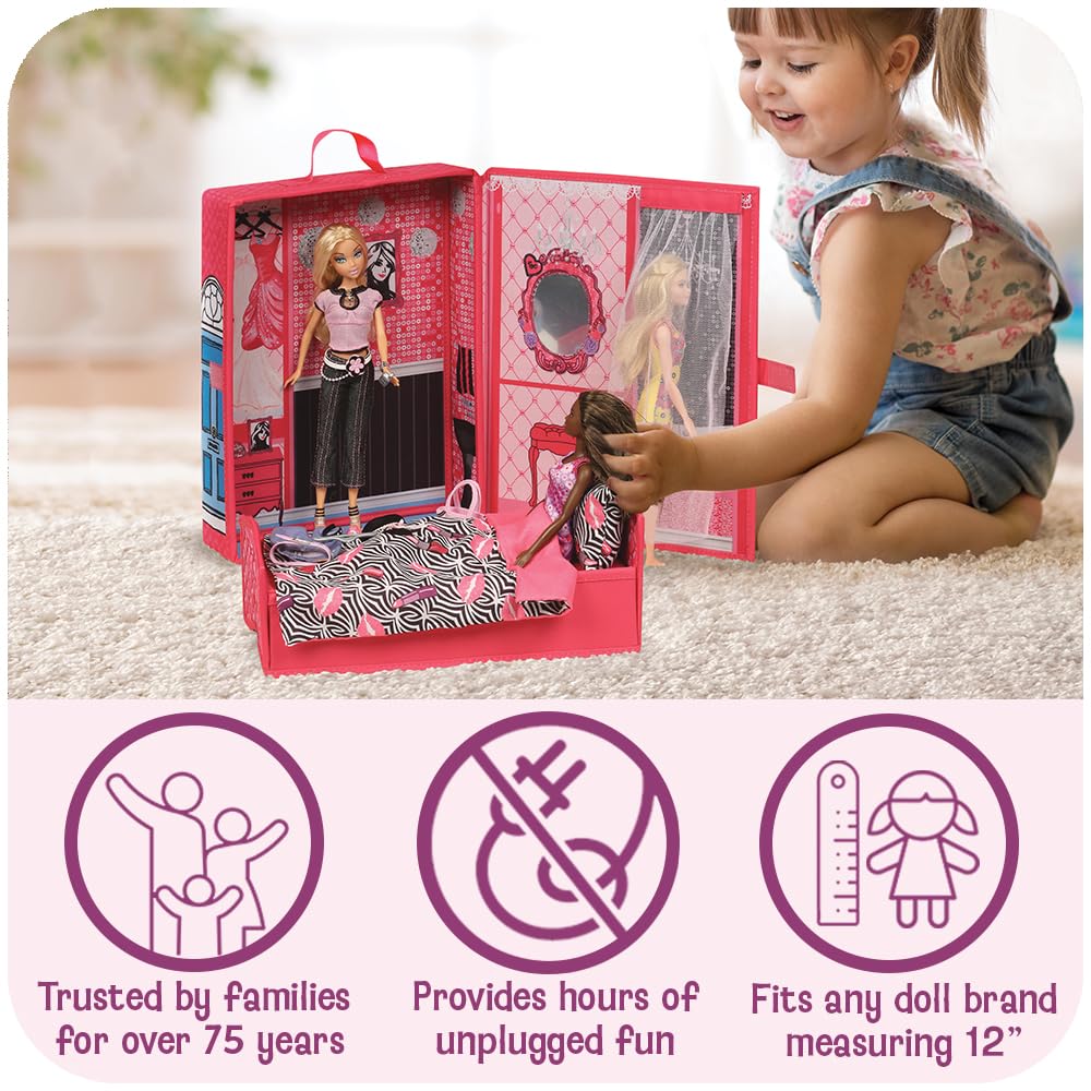 Badger Basket Portable Home & Go Dollhouse Playset with Travel Storage Case & Accessories - for 12-Inch Dolls - Convenient & Compact