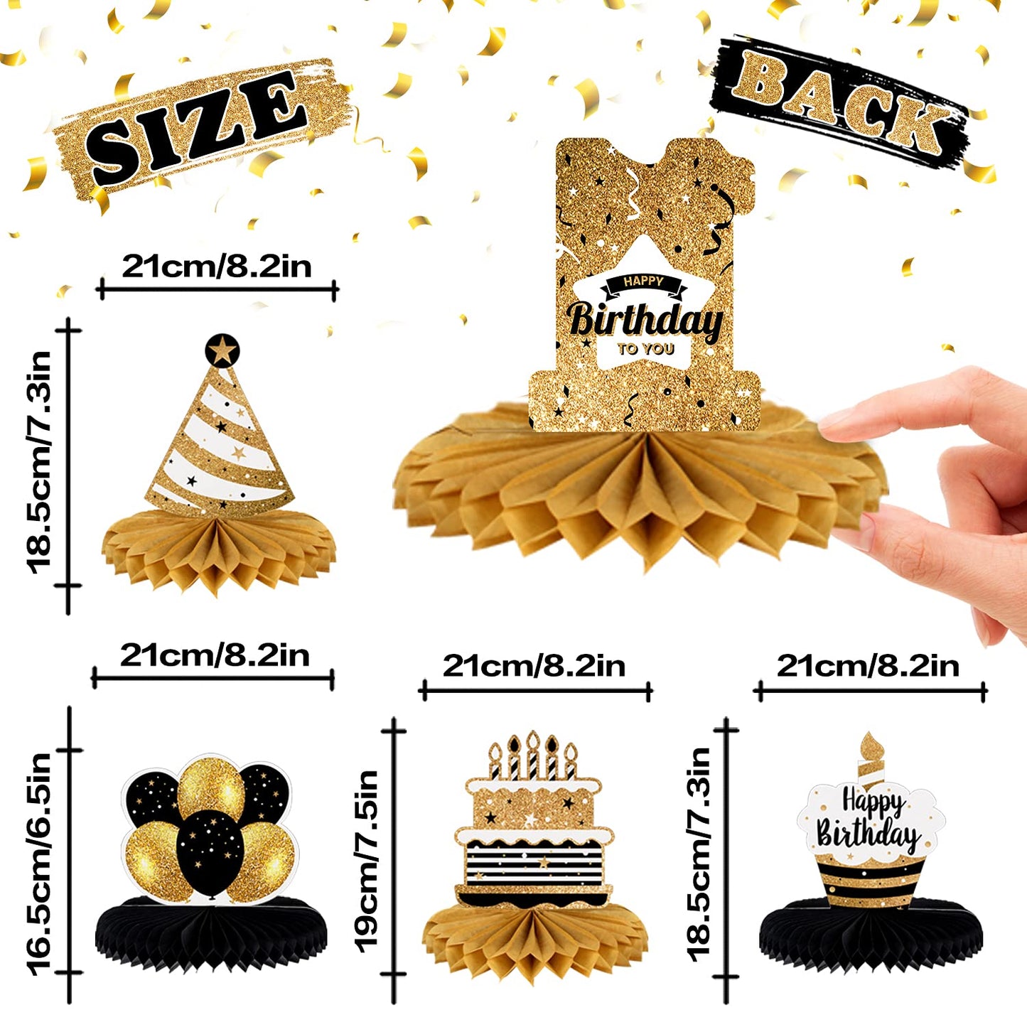 LINGTEER Happy 11th Birthday Table Honeycomb Centerpieces Cheers to 11th Birthday Eleven Years Old Party Table Decorations Gift Sign.