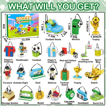 2026 World Soccer Cup Themed 24 Pack Building Blocks with Keychains, 600 PCS Sports Mini Building Toys, Individually Wrapped Party Favors, Classroom