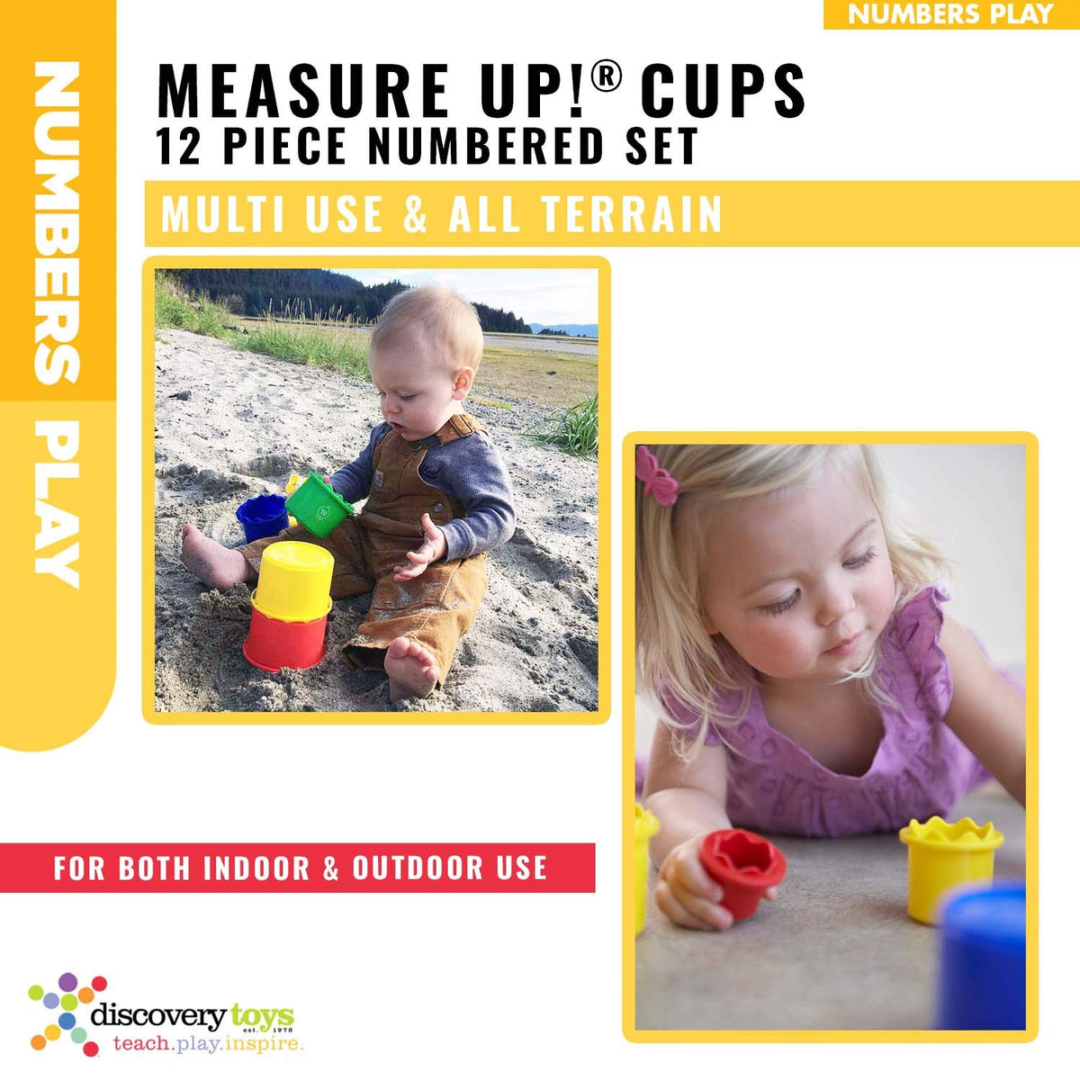 Discovery Toys Measure UP! Cups | Educational Stacking & Nesting 12 Piece Numbered Set| Kid-Powered Learning | STEM Toy Early Math Childhood