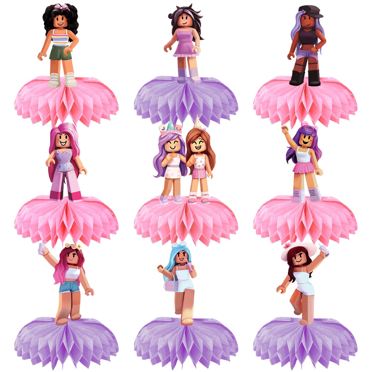 9pcs Game Party Honeycomb Centerpieces for Kids Teens Girls Boys, Nine Original Designs Birthday Decorations Party Supplies Table Toppers Extra Thick