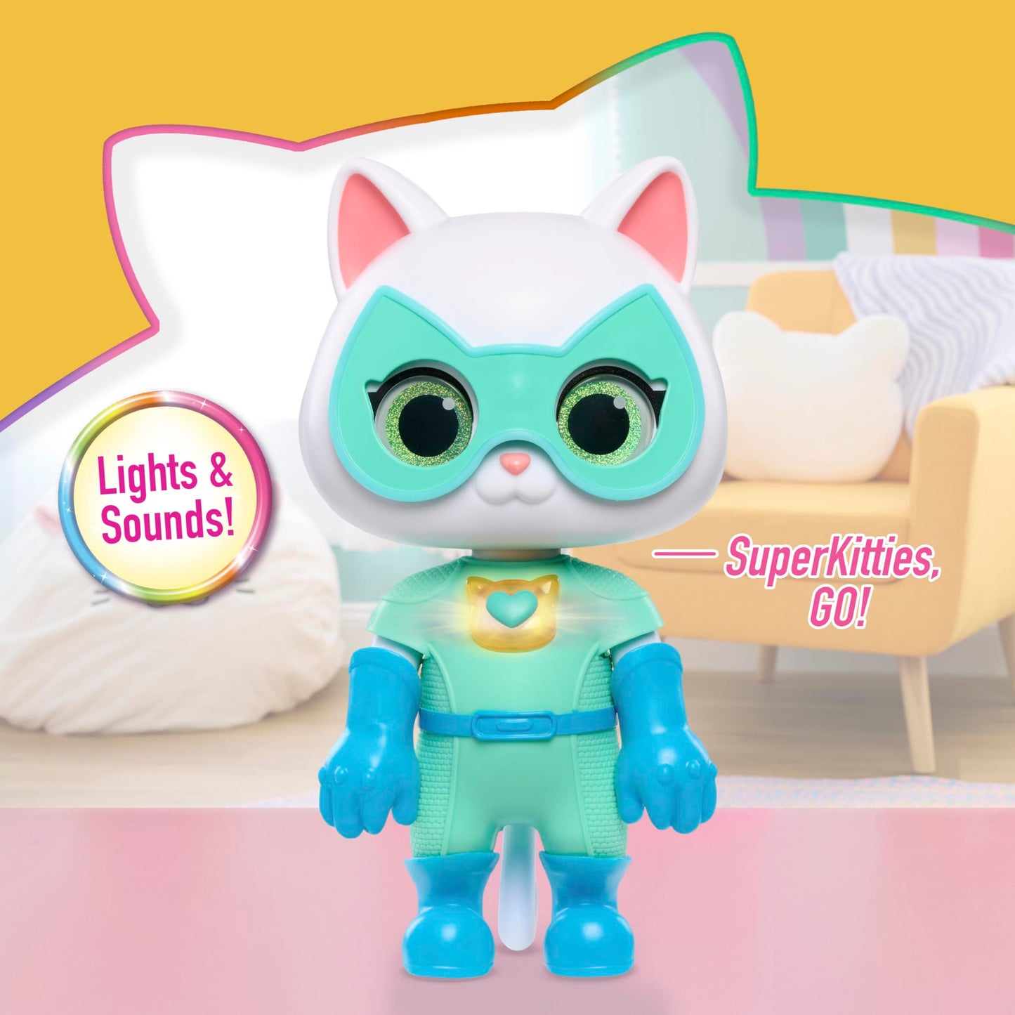 Disney Junior SuperKitties Cat-Tastic Transforming Bitsy, Kids Toys for Ages 3 Up by Just Play
