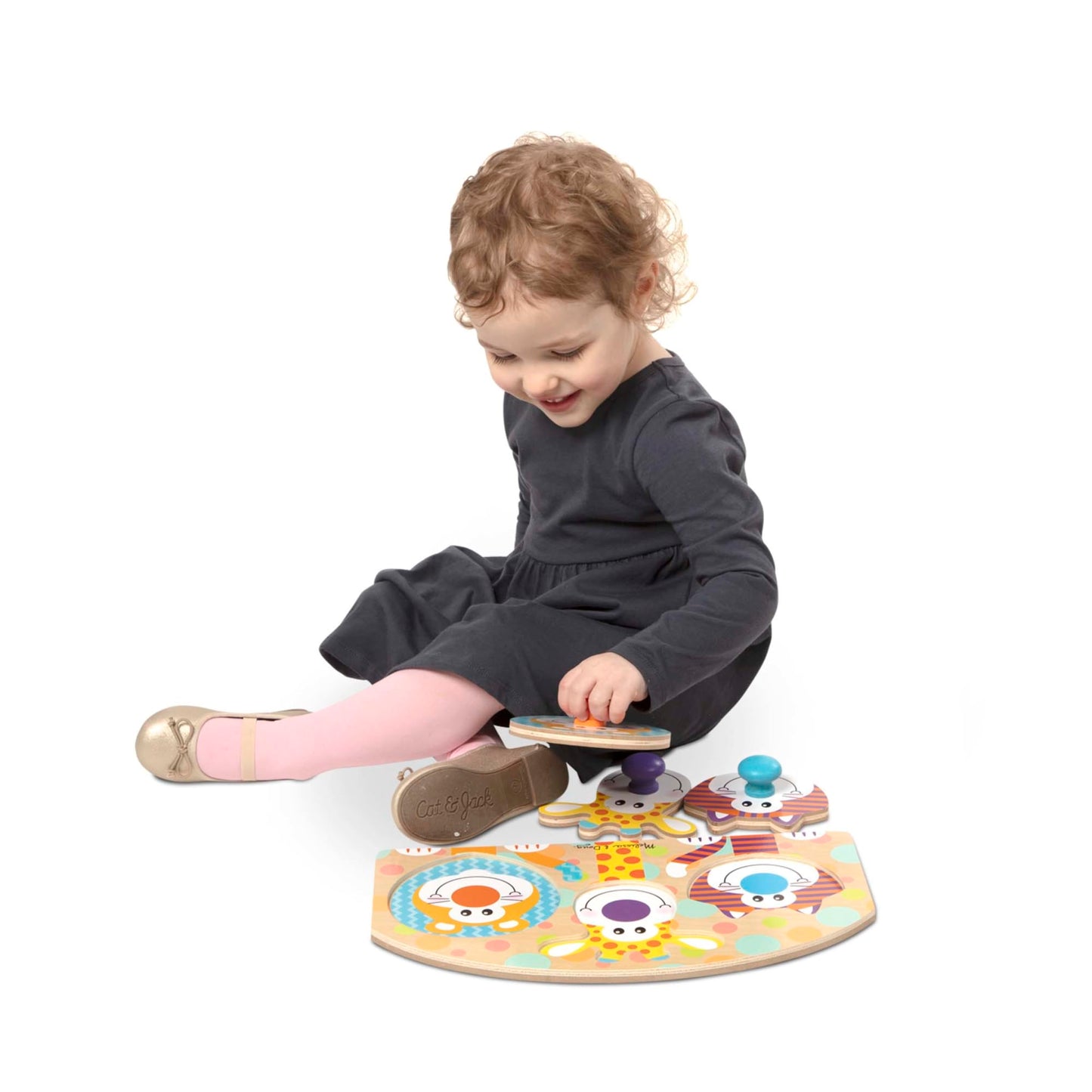 Melissa & Doug First Play Wooden Jumbo Knob Safari Animal Puzzle (3 pcs) Large Puzzles for Babies and Toddlers Ages 1+