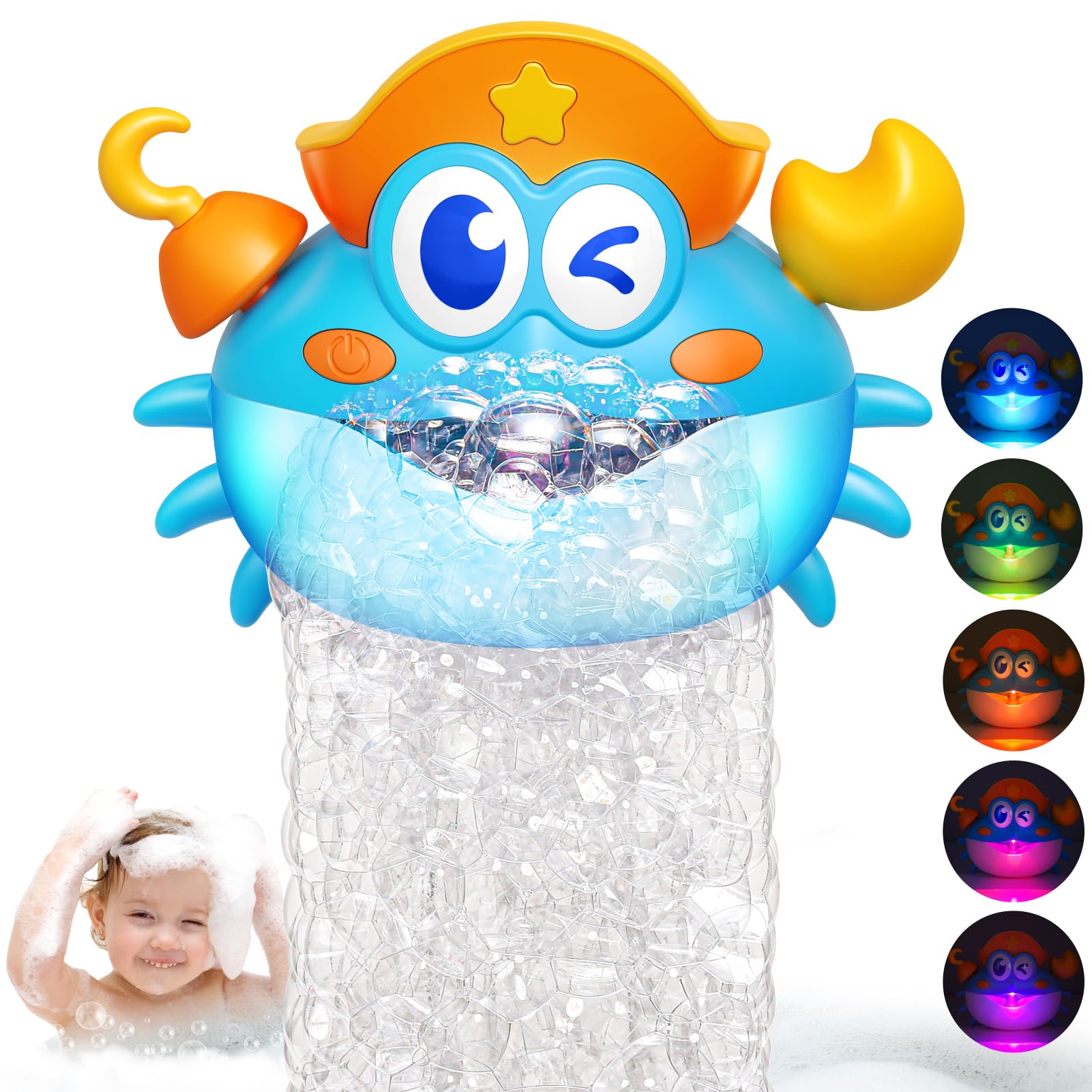 Bath Toys,Light Up Baby Bath Toys Bath Bubble Machine with Colourful RGB Light Great Birthday for Toddler Boys and Girls Tub Toy for Kids Ages 1-3 4-8