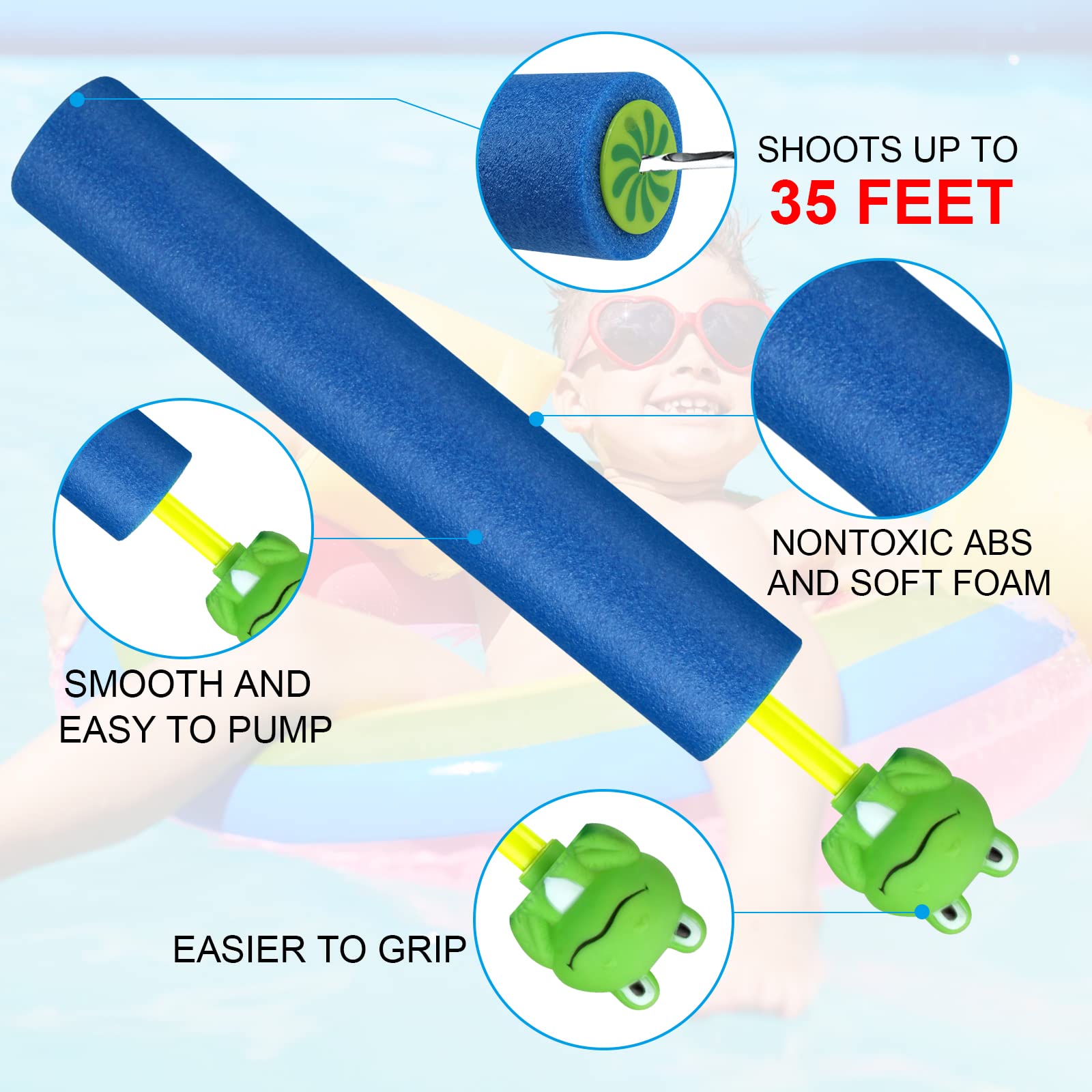 Water Squirters for Kids, 6 Pack Water Guns for Toddlers, Water Blaster