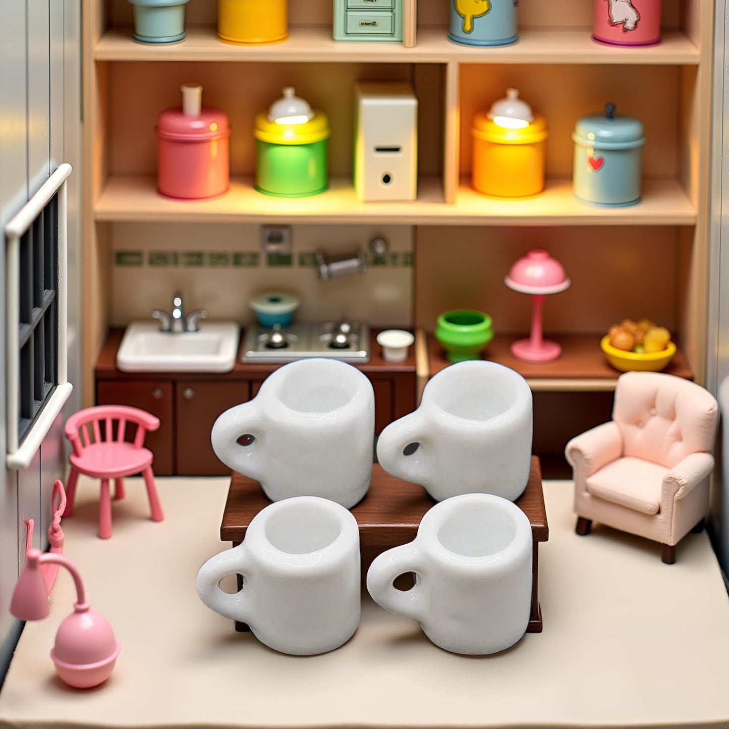4 Pcs 1/12 Miniature Coffee Mugs Dollhouse Decoration Accessories, Dollhouse Decor, Dollhouse Accessories, Decoration