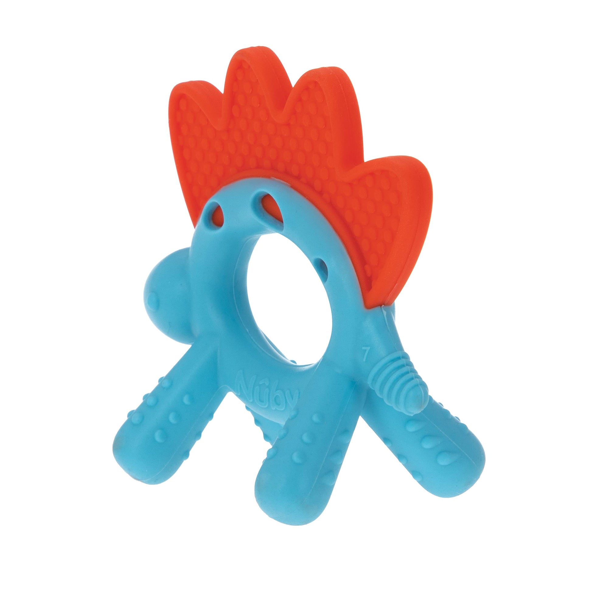 Nuby Geo Zoos Massaging Teether - Baby Teething Toy - Soft Easy Grip - 3+ Months - Dino - Easter Basket Stuffer