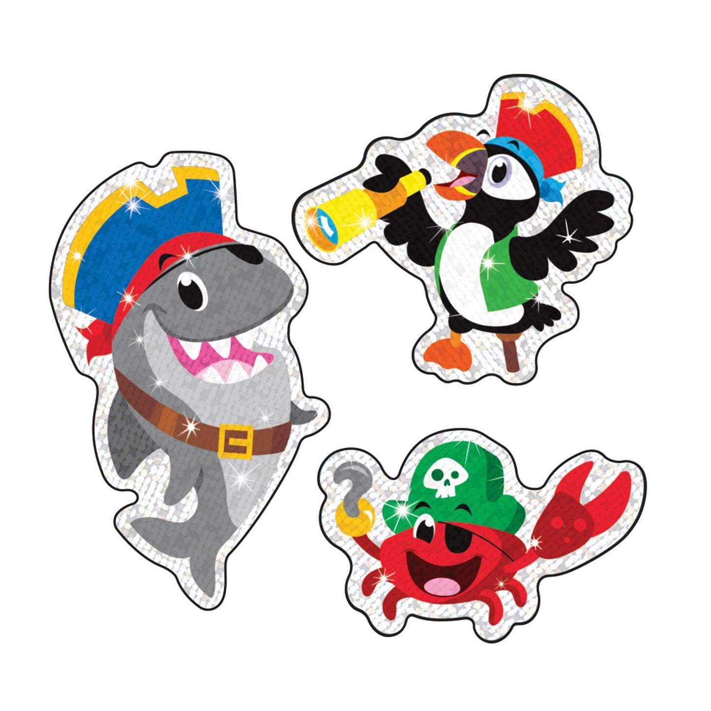 Trend Fish Pirates & Crew Sparkle Stickers, Classroom Incentives, 32 Count