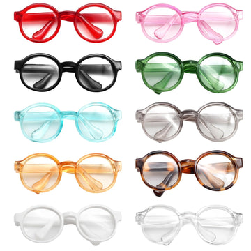 10 Pcs Doll Glasses, Mini Eyeglasses with Clear Lenses, Doll Dress Up Glasses, ABS Frame Eyewears, Colorful Fashion Accessories, Fashion Costume