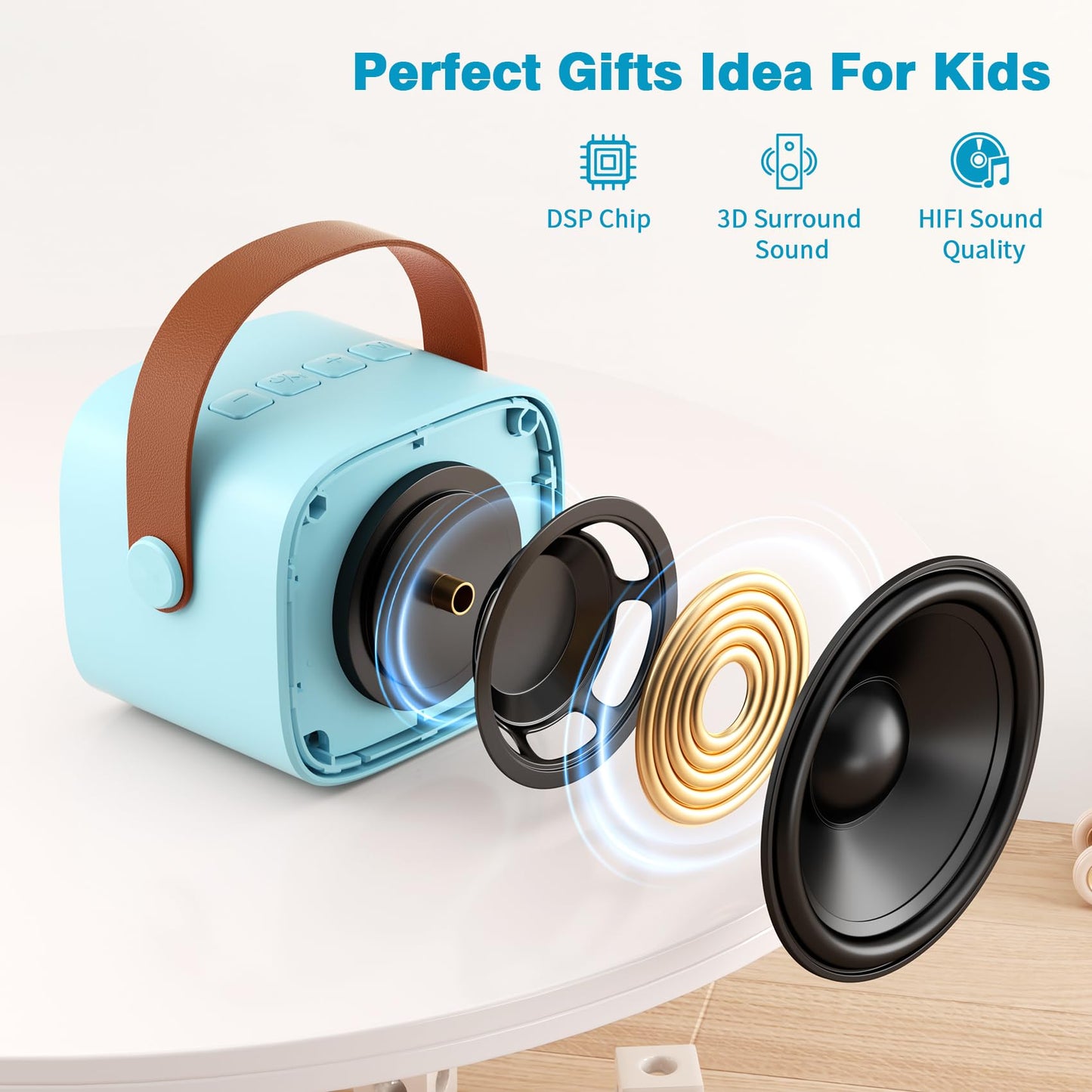Mini Karaoke Machine with 2 Wireless Microphones, 2026 TOP Kids Portable Bluetooth Karaoke Machine for 3, 4, 5, 6, 7, 8, 9,10,11,12+Year Old