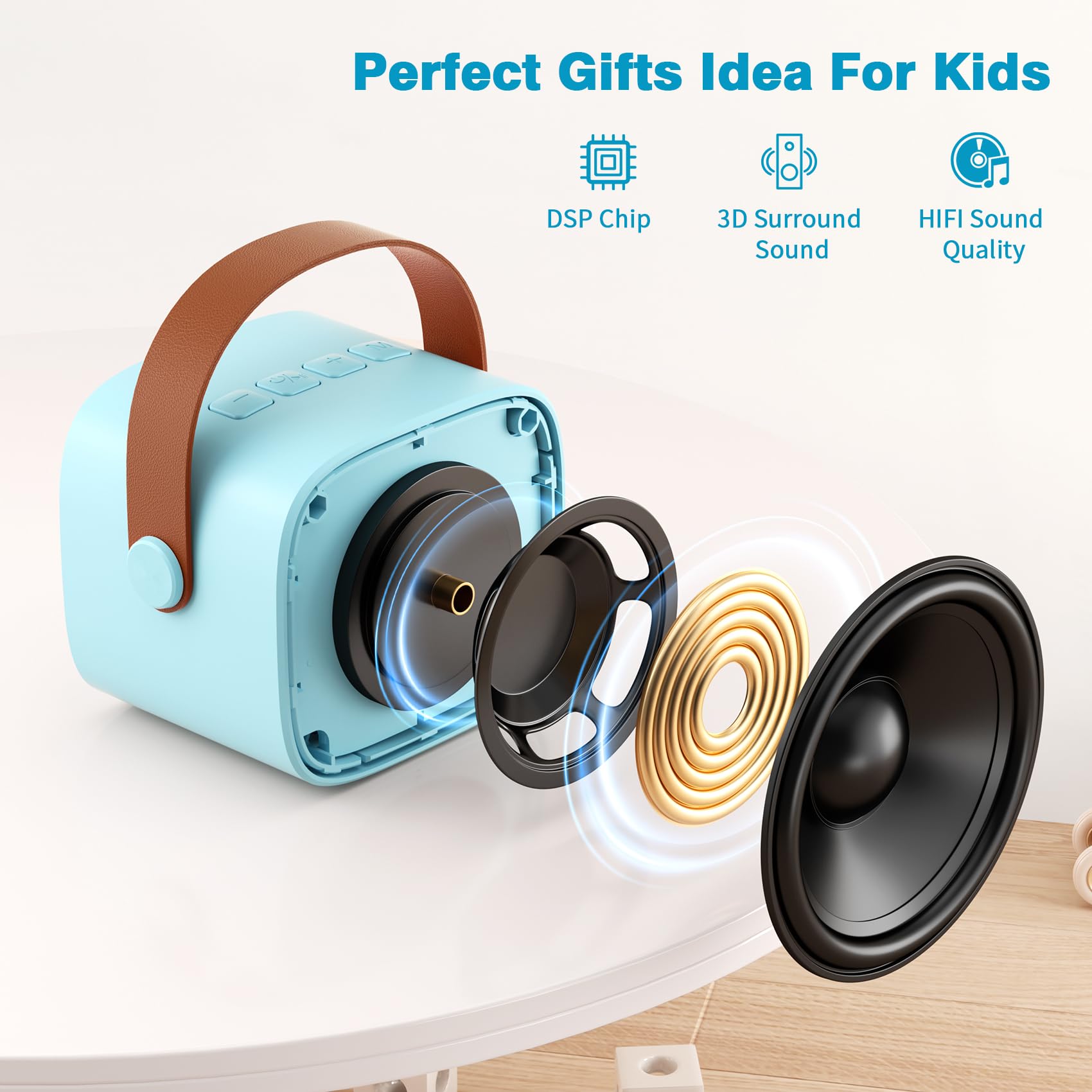 Mini Karaoke Machine with 2 Wireless Microphones, 2026 TOP Kids Portable Bluetooth Karaoke Machine for 3, 4, 5, 6, 7, 8, 9,10,11,12+Year Old