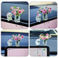 2Sets Dollhouse Miniature Flower in Vase and Rabbits, 1:12 Scale Dollhouse Miniature Decor, Car Decoration,Spring Peach Blossom,2 in.