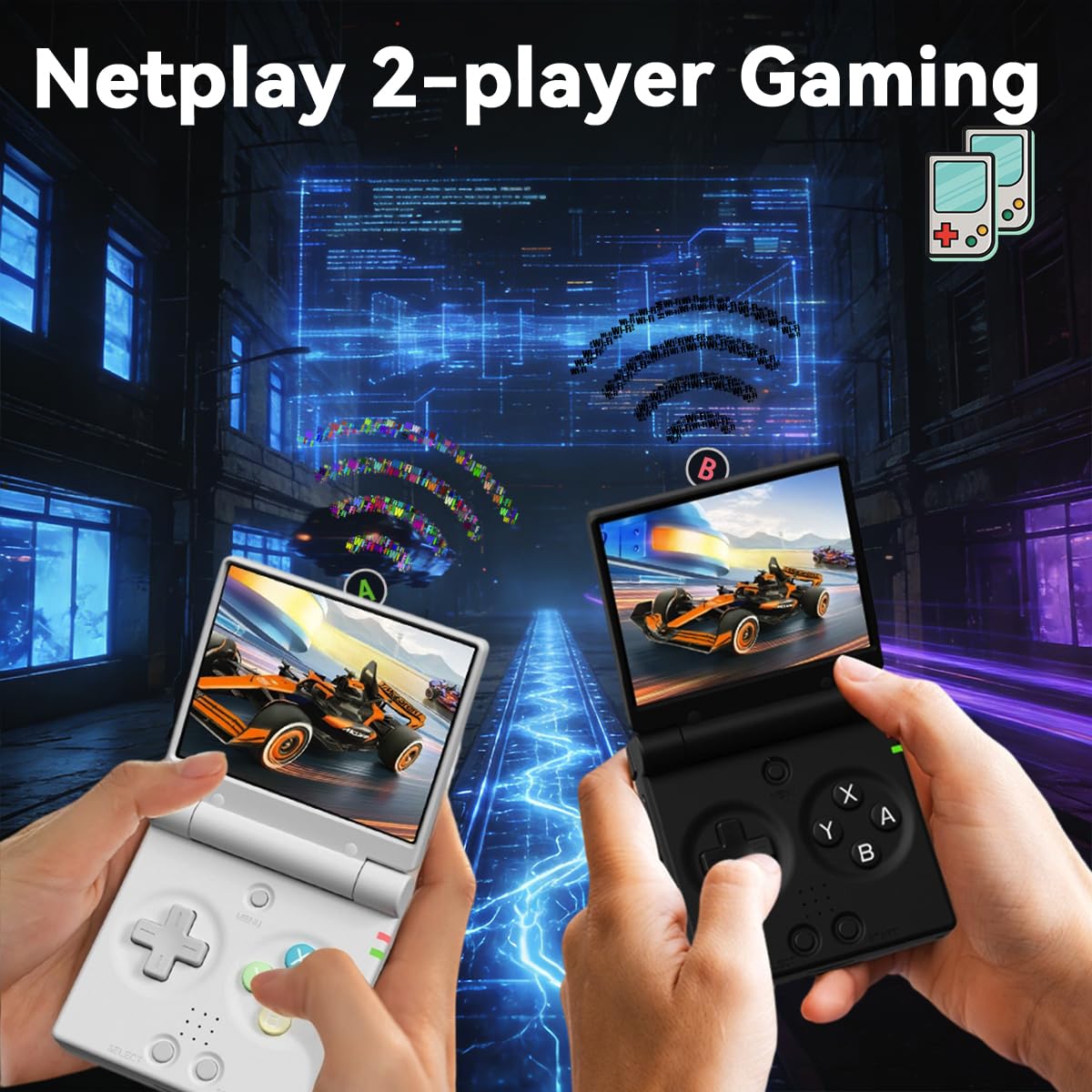 Miyoo Mini Flip Handheld Game Console 2.8-inch 750*560 IPS Screen 2500mAh Miyoo-mini Flip Clamshell Retro Games Consoles OnionOS-64GB Black