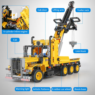 Mould King 17011 Heavy-Duty Tow Truck Building Toy Set, Technology MOC Road Trailers Building Gift Toys for Age 14+/Adult (1,250 Pieces)