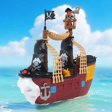 Goldlok Pirate Ship Adventure Playset with Lights and Sounds - Includes 2 Pirate Figures, Treasure Chest & Cannons - Pretend Play Gift for Kids Ages
