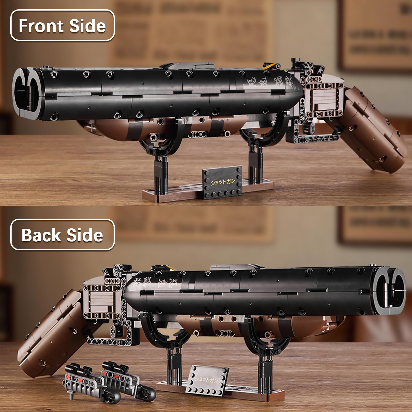 HIGH GODO Demon Anime Shotgun Building Block Set, 890 PCS Model Guns Collection Model Building Bricks Set Shootable for Weapon Lovers, Collectible