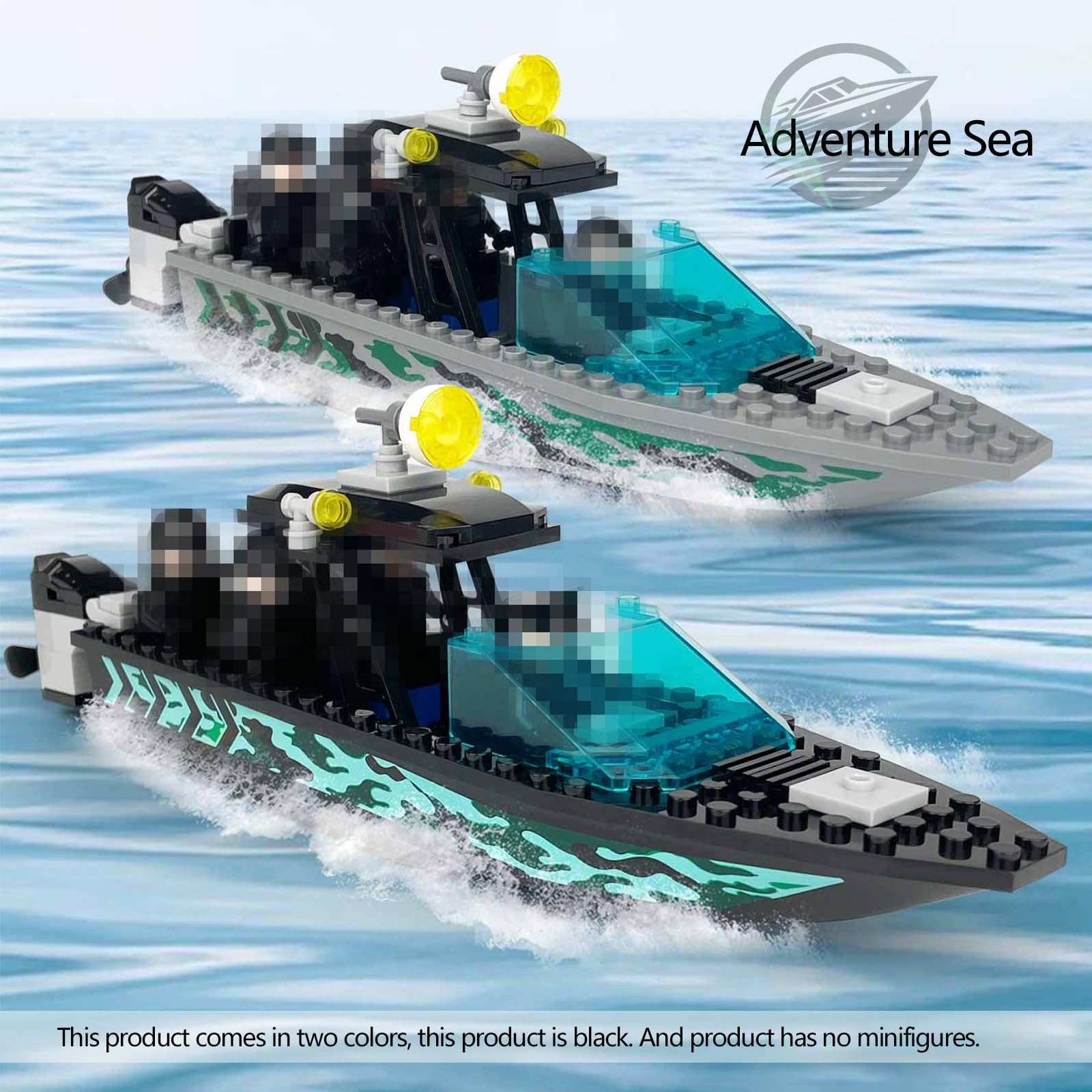 JQARCH Speed Boat Building Blocks Sets, City Police Fire & Rescue & Patrol & Floating Boat Toy, City Coast Guard Ships, Creative Building Bricks