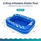 Aqua Inflatable Kiddie Pool for Backyard Outdoor Water Play - 2 Ring Blow Up Baby Pool with Cushioned Bottom, Stable Translucent Sides for Toddlers